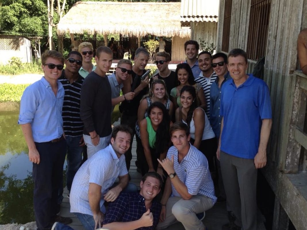 Brazil program students gathered outdoors